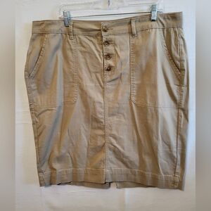 Lane Bryant Tan Button-Front Skirt Size 18 NWOT